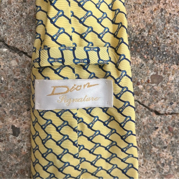 Dior Yellow Patterned Men's Tie - Picture 3 of 4
